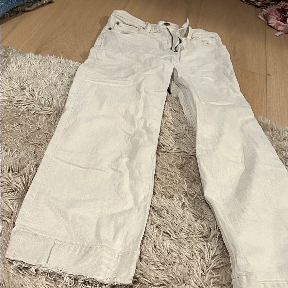 Abercrombie & Fitch Cream Ultra High Rise wide leg Jeans